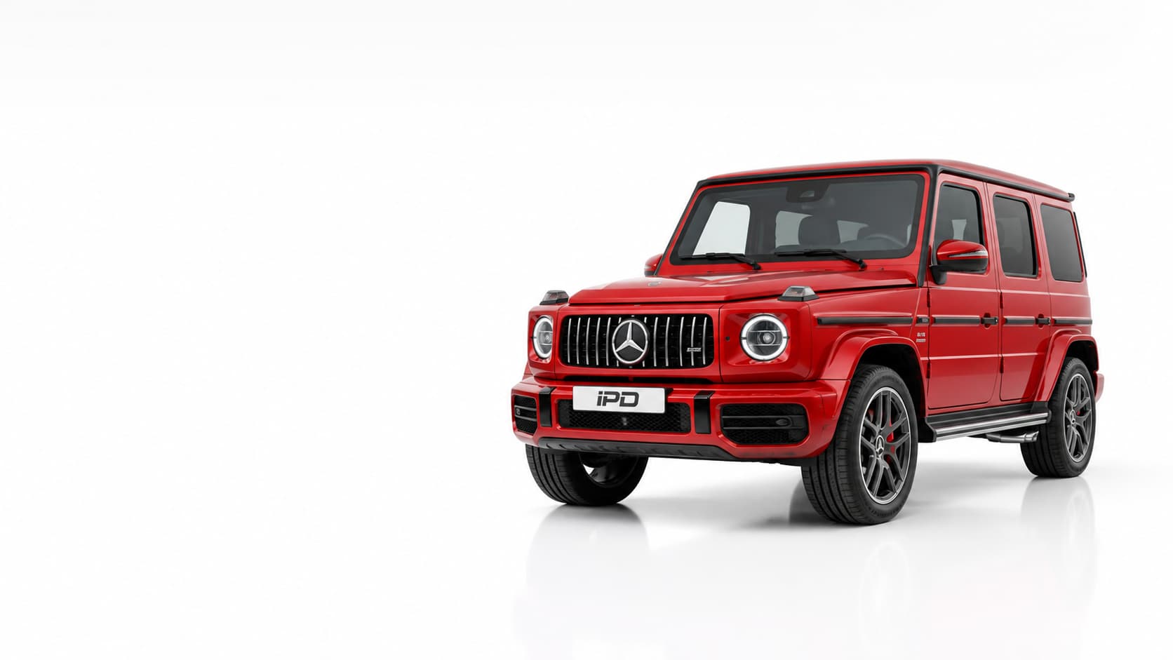 Red Mercedes-AMG G-Class with tinted windows, featured by IPD Dubai